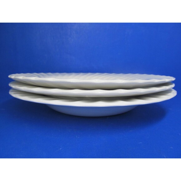 Johnson Brothers Swirl Pattern Set Of 3 White 8 1/2" Round Rimmed Soup Bowls VGC - Picture 5 of 7